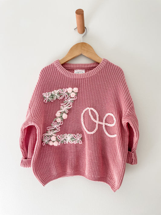 Floral Initial Name Jumper