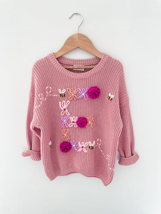 Floral Initial Jumper- Daisies, Roses and Bees